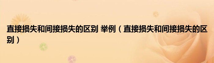 直接损失和间接损失的区别 举例(直接损失和间接损失的区别)