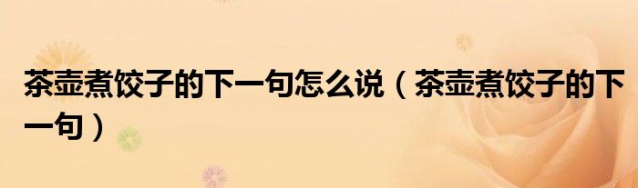 茶壶煮饺子的下一句怎么说(茶壶煮饺子的下一句)