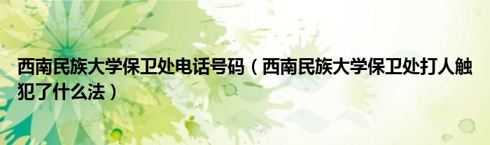 西南民族大学保卫处电话号码(西南民族大学保卫处打人触犯了什么法)