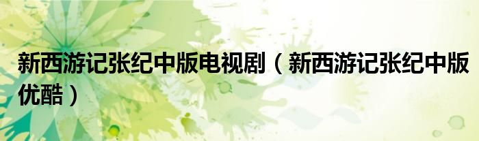 新西游记张纪中版电视剧(新西游记张纪中版优酷)