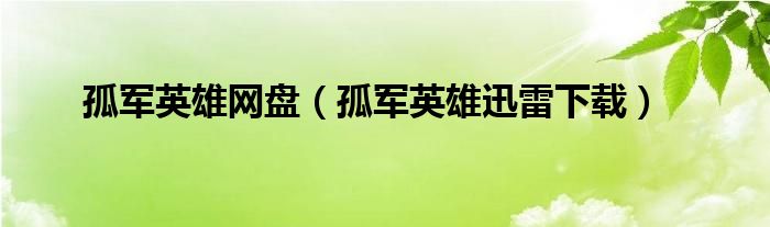 孤军英雄网盘(孤军英雄迅雷下载)
