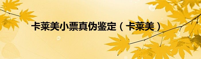卡莱美小票真伪鉴定(卡莱美)