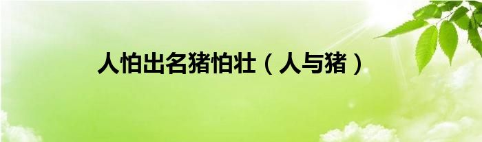 人怕出名猪怕壮(人与猪)