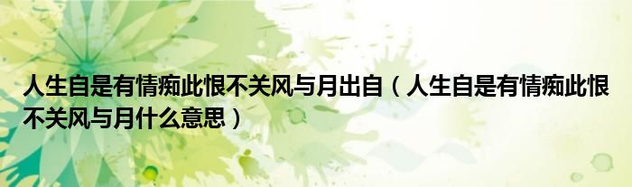 人生自是有情痴此恨不关风与月出自(人生自是有情痴此恨不关风与月什么意思)