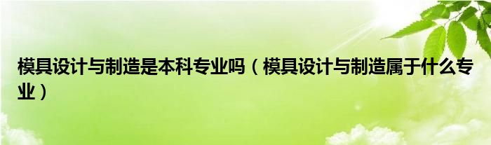 模具设计与制造是本科专业吗(模具设计与制造属于什么专业)