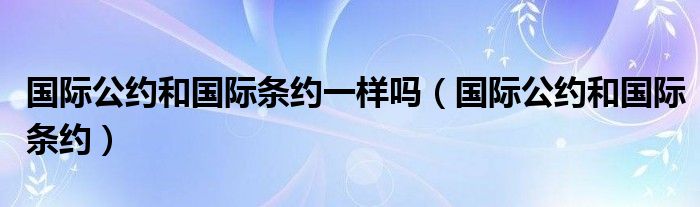 国际公约和国际条约一样吗(国际公约和国际条约)