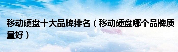 移动硬盘十大品牌排名(移动硬盘哪个品牌质量好)