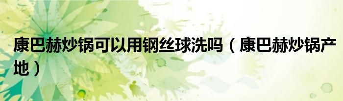 康巴赫炒锅可以用钢丝球洗吗(康巴赫炒锅产地)