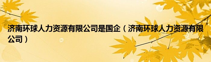 济南环球人力资源有限公司是国企(济南环球人力资源有限公司)