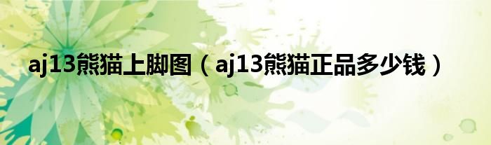 aj13熊猫上脚图(aj13熊猫正品多少钱)