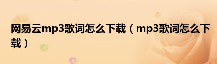 网易云mp3歌词怎么下载(mp3歌词怎么下载)
