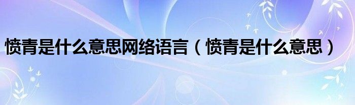 愤青是什么意思网络语言(愤青是什么意思)