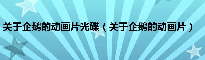 关于企鹅的动画片光碟(关于企鹅的动画片)