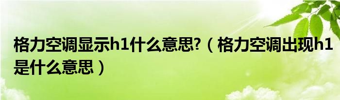 格力空调显示h1什么意思?(格力空调出现h1是什么意思)