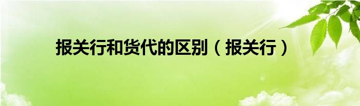 报关行和货代的区别(报关行)