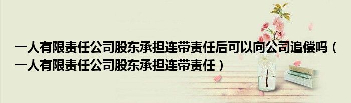 一人有限责任公司股东承担连带责任后可以向公司追偿吗(一人有限责任公司股东承担连带责任)