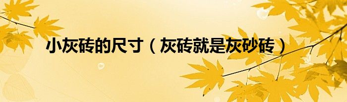 小灰砖的尺寸(灰砖就是灰砂砖)