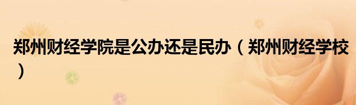 郑州财经学院是公办还是民办(郑州财经学校)