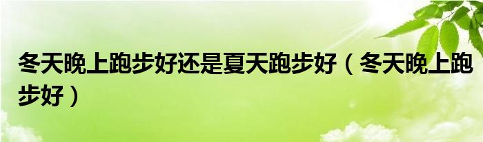 冬天晚上跑步好还是夏天跑步好(冬天晚上跑步好)