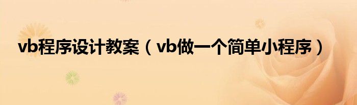 vb程序设计教案(vb做一个简单小程序)