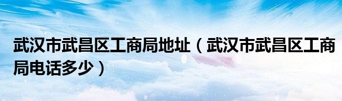 武汉市武昌区工商局地址(武汉市武昌区工商局电话多少)