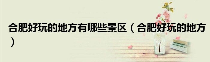 合肥好玩的地方有哪些景区(合肥好玩的地方)
