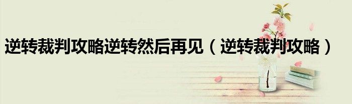 逆转裁判攻略逆转然后再见(逆转裁判攻略)