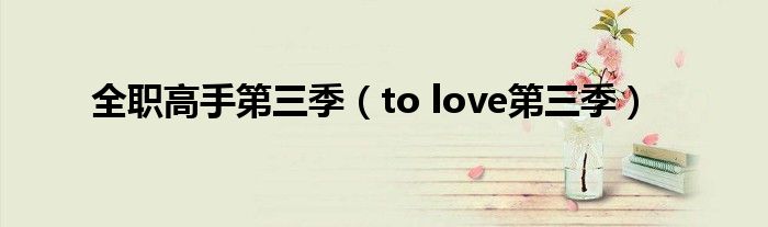 全职高手第三季(to love第三季)