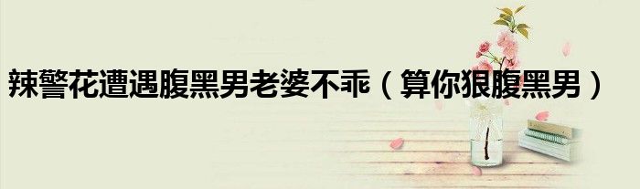 辣警花遭遇腹黑男老婆不乖(算你狠腹黑男)