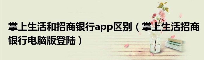掌上生活和招商银行app区别(掌上生活招商银行电脑版登陆)