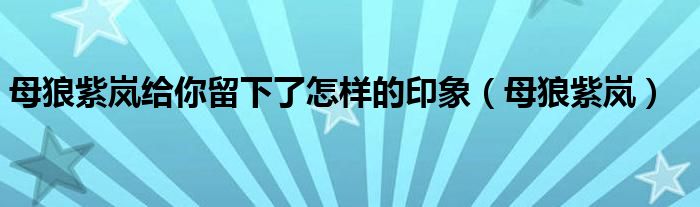 母狼紫岚给你留下了怎样的印象(母狼紫岚)