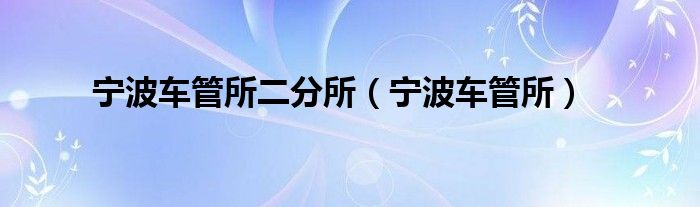 宁波车管所二分所(宁波车管所)
