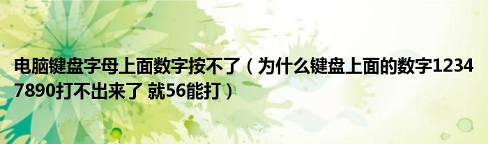 电脑键盘字母上面数字按不了(为什么键盘上面的数字12347890打不出来了 就56能打)