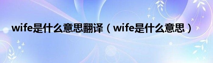 wife是什么意思翻译（wife是什么意思）