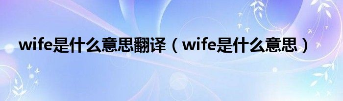 wife是什么意思翻译(wife是什么意思)