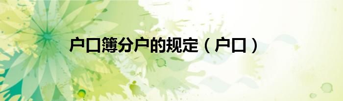 户口簿分户的规定（户口）