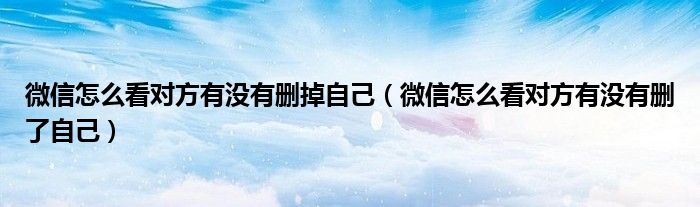 微信怎么看对方有没有删掉自己(微信怎么看对方有没有删了自己)
