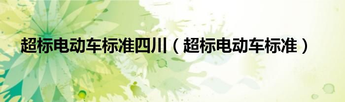 超标电动车标准四川(超标电动车标准)