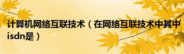 计算机网络互联技术(在网络互联技术中其中isdn是)