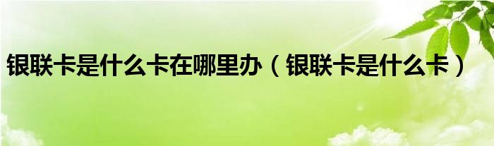银联卡是什么卡在哪里办(银联卡是什么卡)