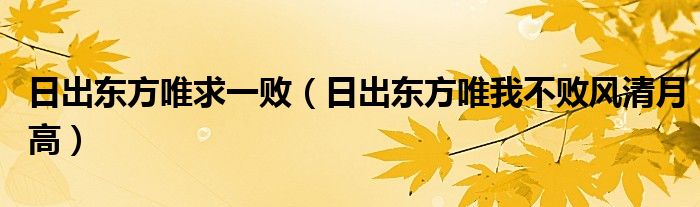 日出东方唯求一败(日出东方唯我不败风清月高)