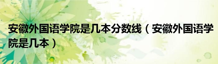 安徽外国语学院是几本分数线（安徽外国语学院是几本）