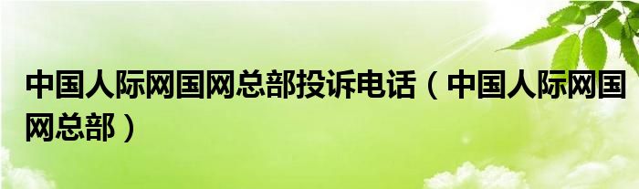 中国人际网国网总部投诉电话(中国人际网国网总部)