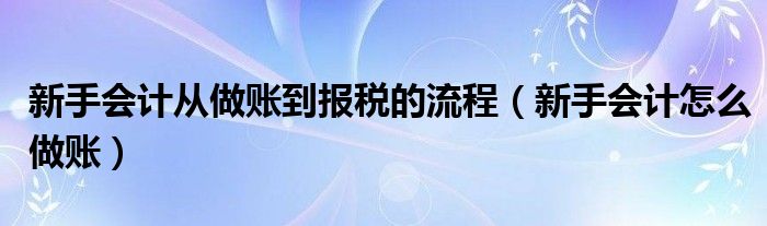 新手会计从做账到报税的流程（新手会计怎么做账）