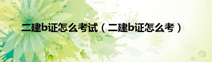 二建b证怎么考试(二建b证怎么考)