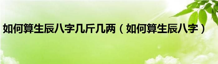 如何算生辰八字几斤几两(如何算生辰八字)