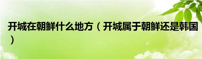 开城在朝鲜什么地方(开城属于朝鲜还是韩国)