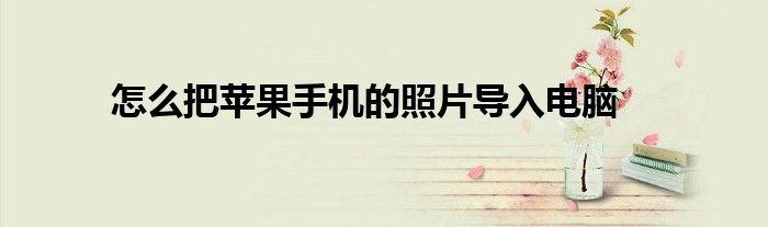 怎么把苹果手机的照片导入电脑