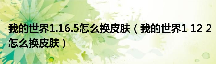 我的世界1.16.5怎么换皮肤(我的世界1 12 2怎么换皮肤)