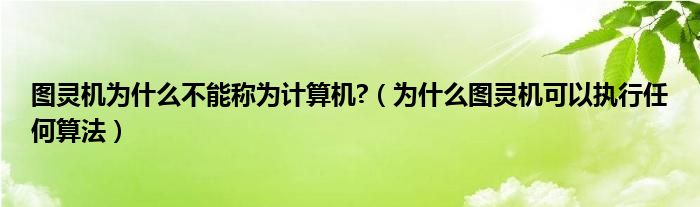 图灵机为什么不能称为计算机?(为什么图灵机可以执行任何算法)